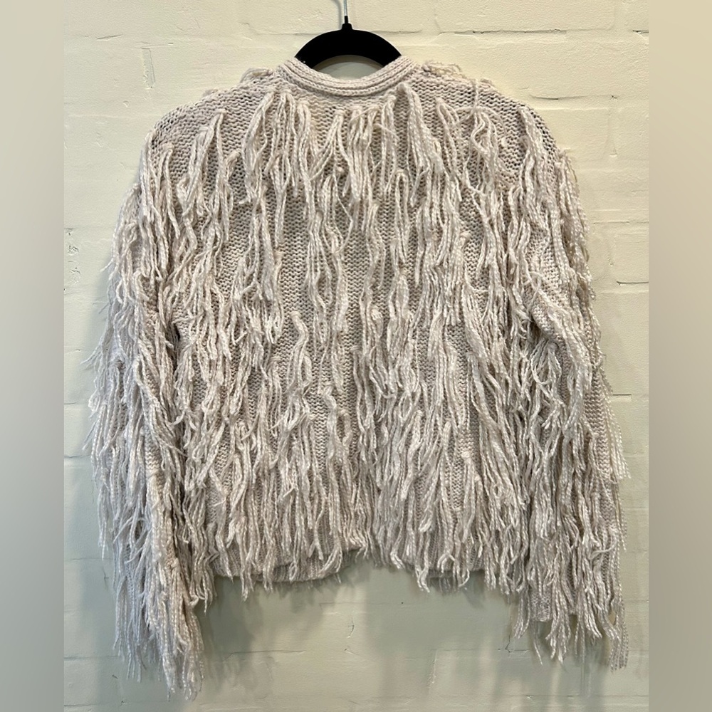 ASOS Cream Fringe Shaggy Open Front Cardigan Boho Festival 70’s Revival Size 0 - Picture 5 of 7